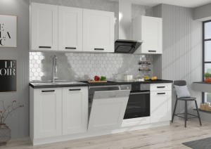 Meble kuchenne Luna biały/biały 250cm z blatem